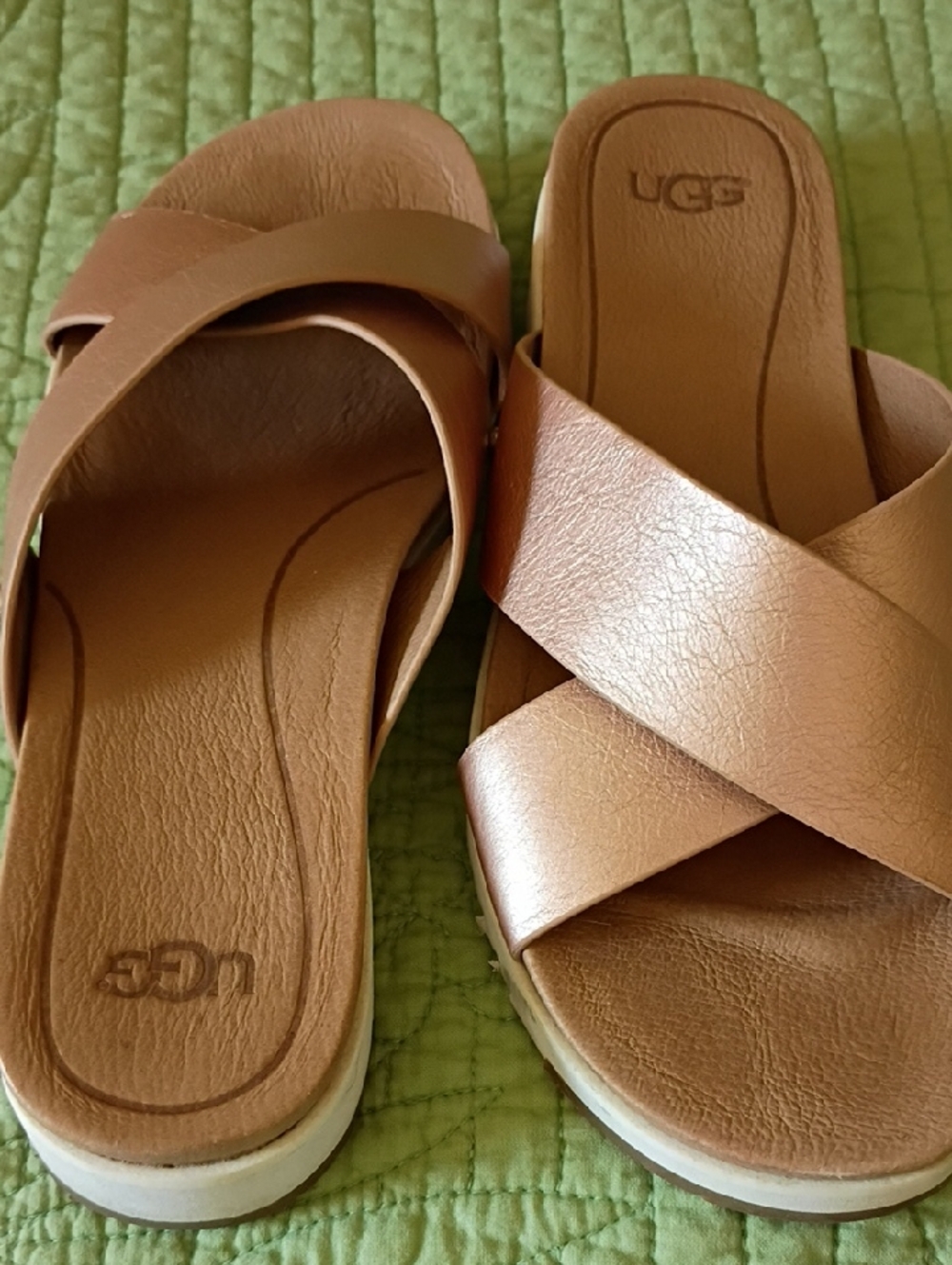 UGG Women's Rose Gold Crisscross Slide Sandals